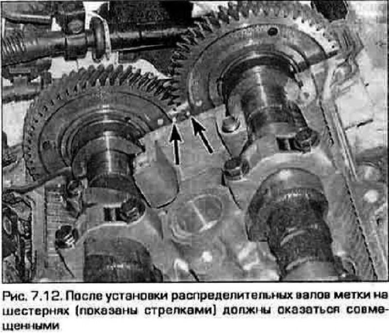 12. Уложите распределительные валы в опоры и…
