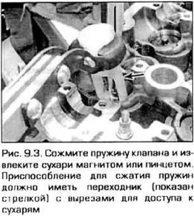 3. Сожмите пружину первого клапана съемником и…