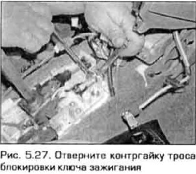 27. Отверните контргайку на оболочке троса…