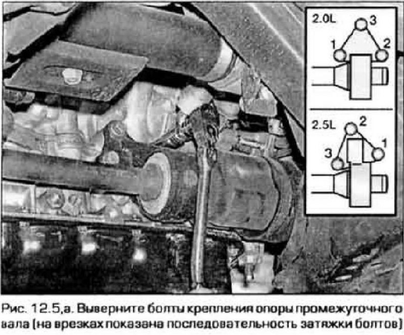 5. Выверните три болта крепления опоры…
