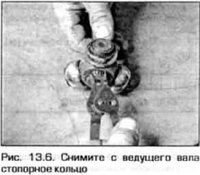 6. При помощи пассатижей снимите стопорное кольцо…