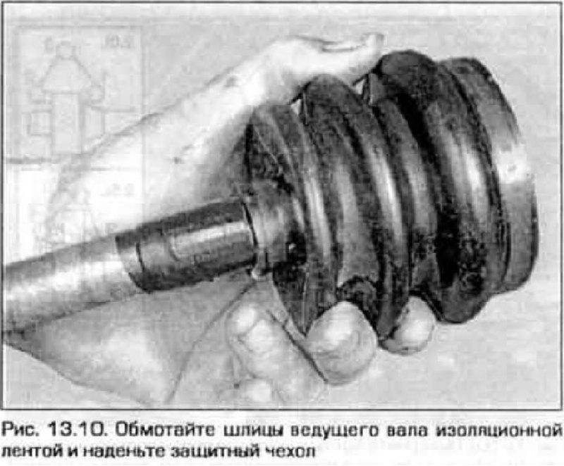 10. Обмотайте шлицы ведущего вала изоляционной…