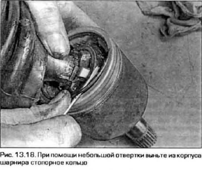 18. Вынь те из корпуса шарнира стопорное кольцо…