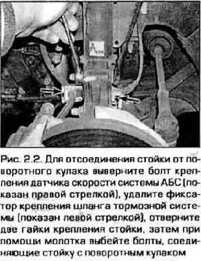2. Отсоедините от кронштейна стойки шланг…