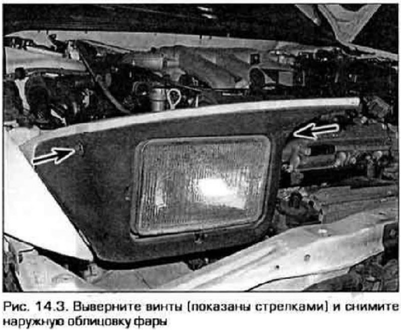 3. Выверните винты креп пения облицовки фары…