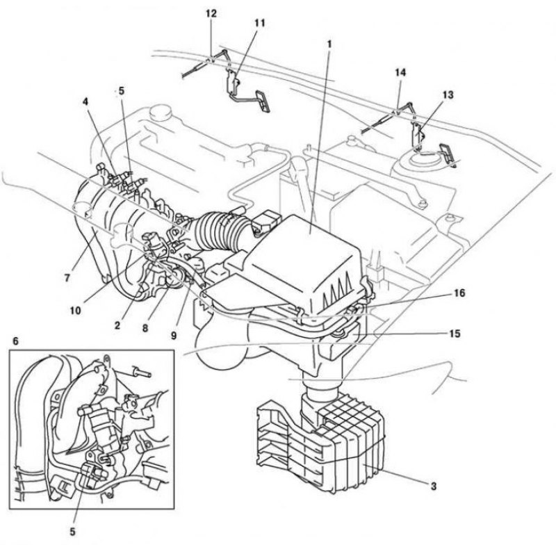 Рис. 2.56. Система впуска автомобиля Mazda 3: 1 –…