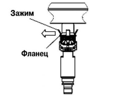 Рис. 2.326. Первая стадия снятия зажима топливной…