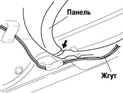 Рис. 7.85. Укладка жгута проводов в паз панели…
