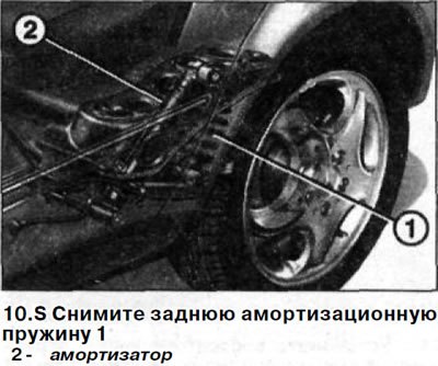 5. Снимите заднюю амортизационную пружину 1, см.…