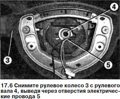 6. Снимите рулевое колесо 3 с рулевого вала 4,…