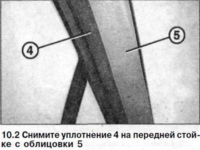 2. Снимите уплотнение 4 на передней стойке с…