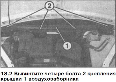 2. Вывинтите четыре болта 2 крепления крышки 1…