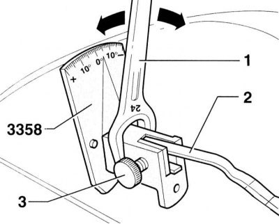 1 — ключ; 2 - рычаг стеклоочистителя; 3 - стопорный винт