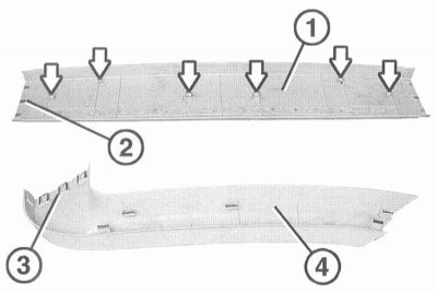 9. Отсоедините 3 пластмассовые планки (3) из…