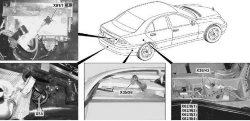 расположение электрооборудования мерседес w203