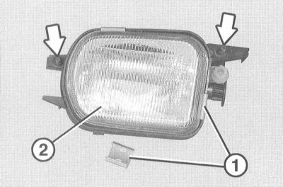2. Отведите отвёрткой 3 зажимные скобы (1).