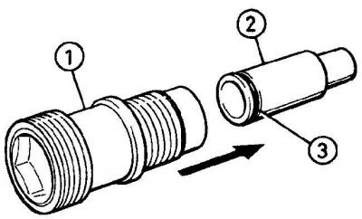 1 – корпус; 2 – плунжер; 3 – скоба
