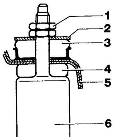 1 – гайка и контргайка; 2 – шайба; 3 – резиновая…