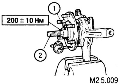 Затягивайте гайку, придерживая болт (см. рис. М2 5.009).
