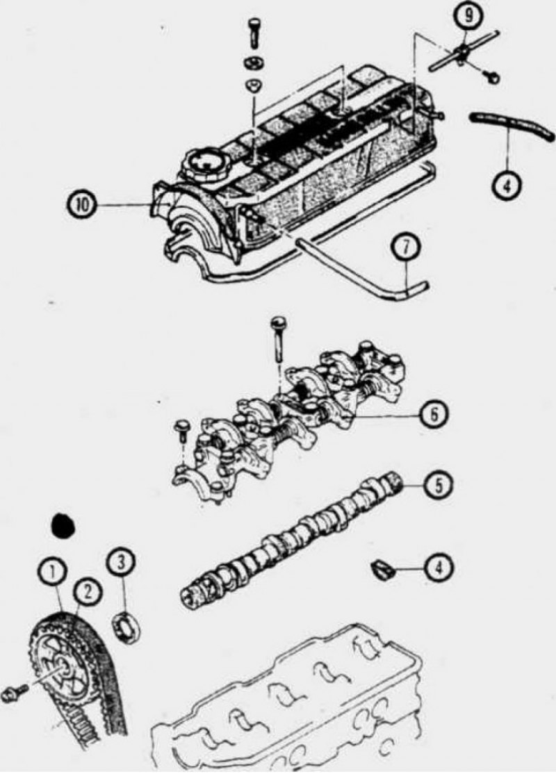 3.5б Крышка клапанов двигателя SOHC, коромысла и…
