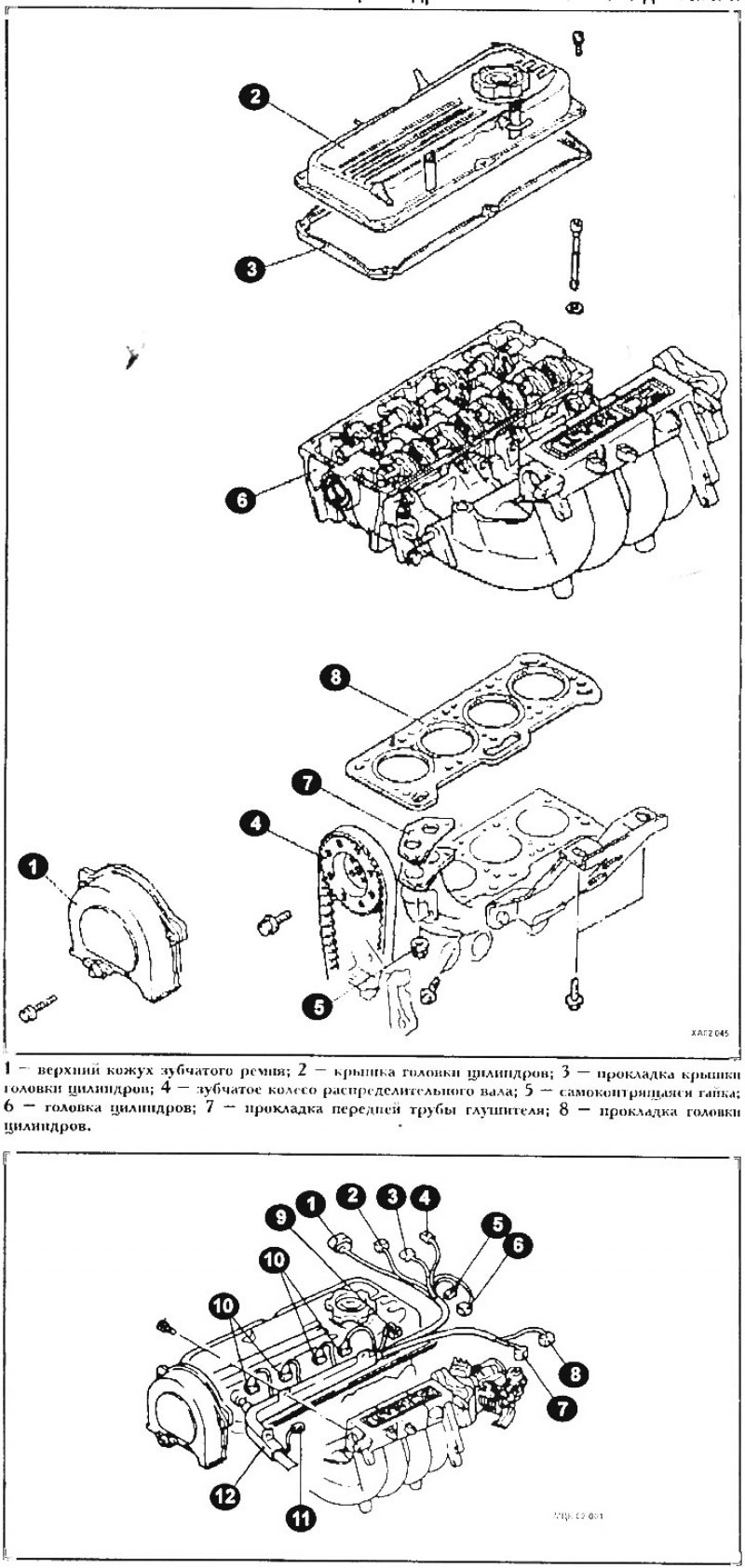 Установочные элементы головки цилиндров 8-ми клапанного двигателя