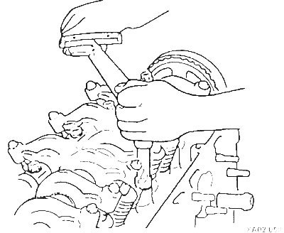 От руки закрепите 10 болтов головки цилиндров с шайбами. Болты головки цилиндров замените.…