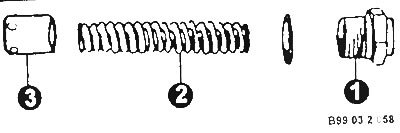Извлеките пружину (2) и поршень (3).