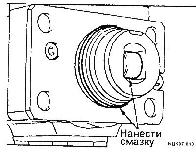 Нанесите немного моторного масла на ролик…