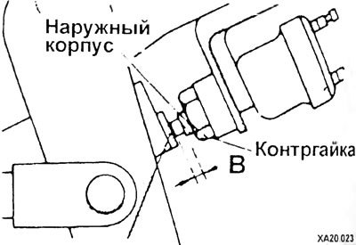 Слегка отвинтите контргайку тяги поверните ее на…