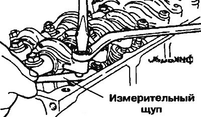 Рис. 3.40. Регулировка теплового зазора клапанов