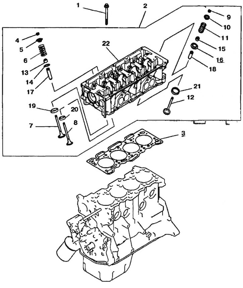 Рис. 3.42. Головка блока цилиндров и клапаны…