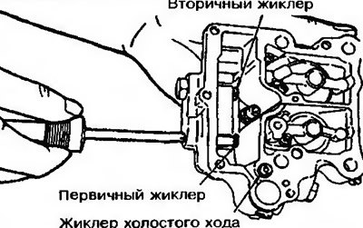 Рис. 10.10. Откручивание главного жиклера