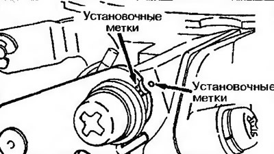 Рис. 10.30. Метки для установки рычага