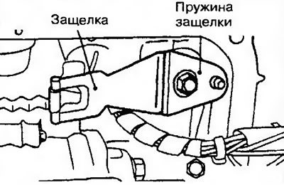 Рис. 11.260а. Снимите пружину защелки рычага…