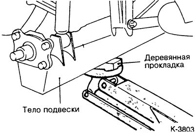 Подпереть балку подвески подпоркой или…