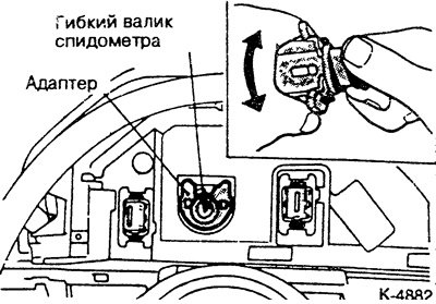 Снять адаптер гибкого валика спидометра. Для…