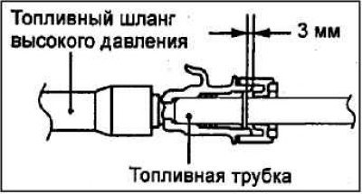 Слегка поворачивая фланец топливного шланга…