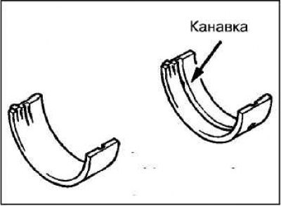 Установите верхний вкладыш коренного подшипника…