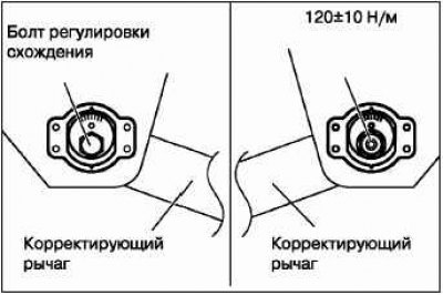 Чтобы отрегулировать схождение задних управляемых…