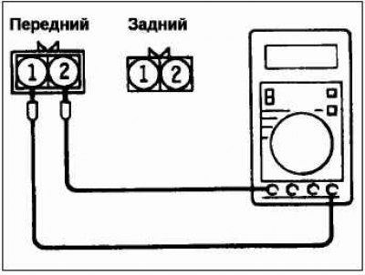 Измерьте сопротивление между выводами датчика…