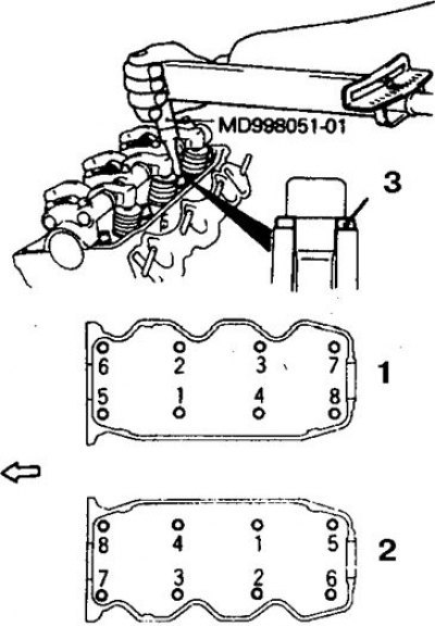 1. Правая головка; 2. Левая головка; 3. Шайба