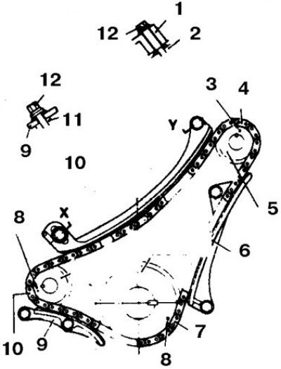 1, 6, 9. Успокоитель; 2. Блок цилиндров; 3, 8.…