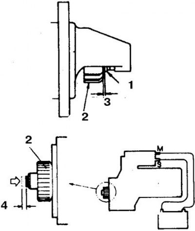 1. Ограничитель; 2. Шестерня; 3. Зазор; 4. Ход…