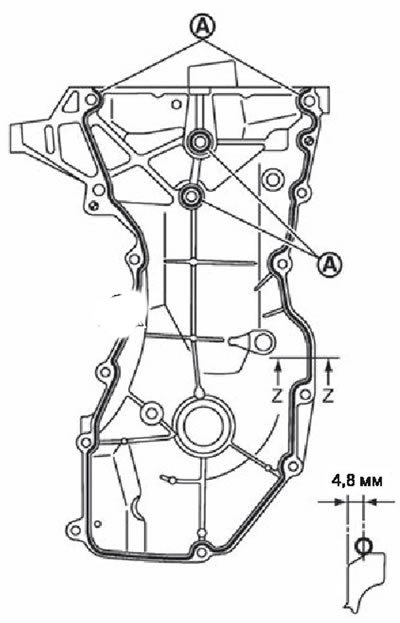 А. Область нанесения герметика (03.0-4.0 мм).