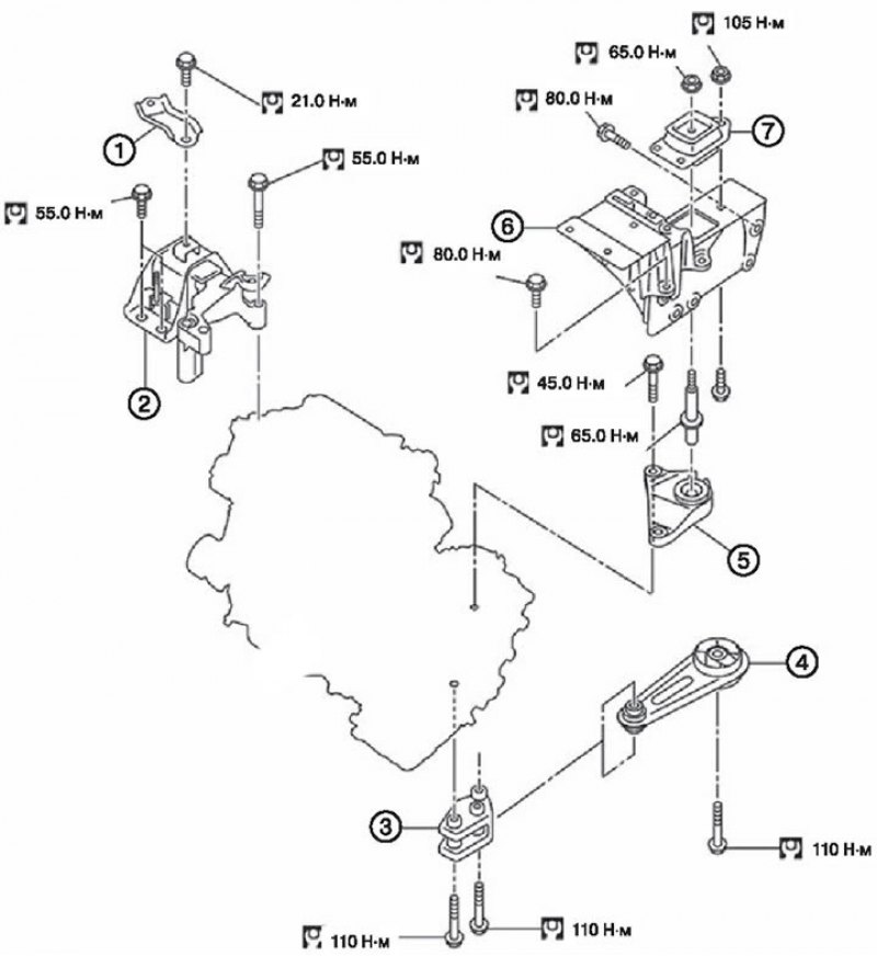 Модификация 4WD: 1. Монтажная стойка двигателя.…