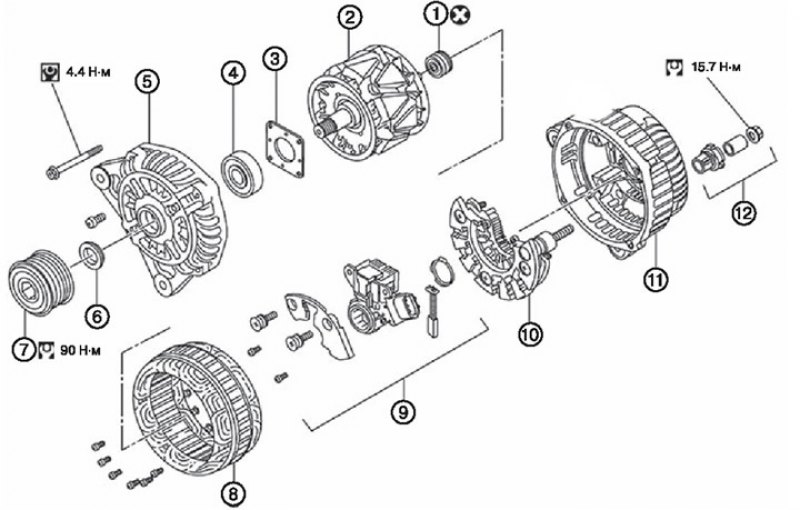 Генератор A3TJ2481ZE (двигатель M9R): 1. Задний…