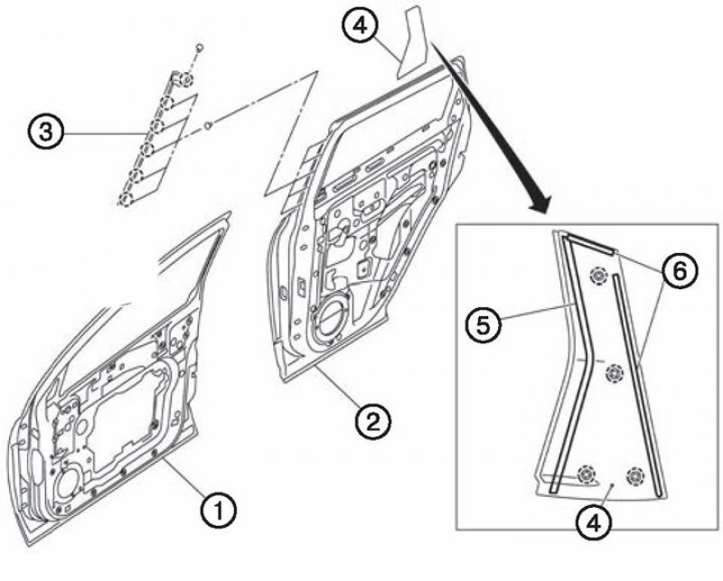 1. Панель передней двери. 2. Панель задней двери.…