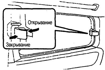 Для закрывания поднимите ручку, потяните на себя…