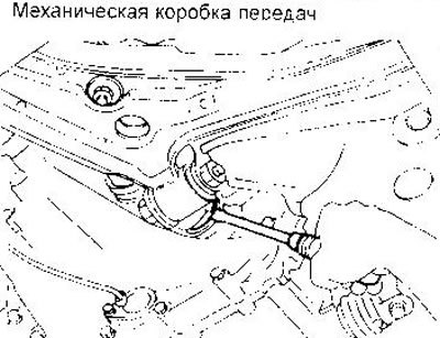 6. Отсоедините левый приводной вал от коробки…