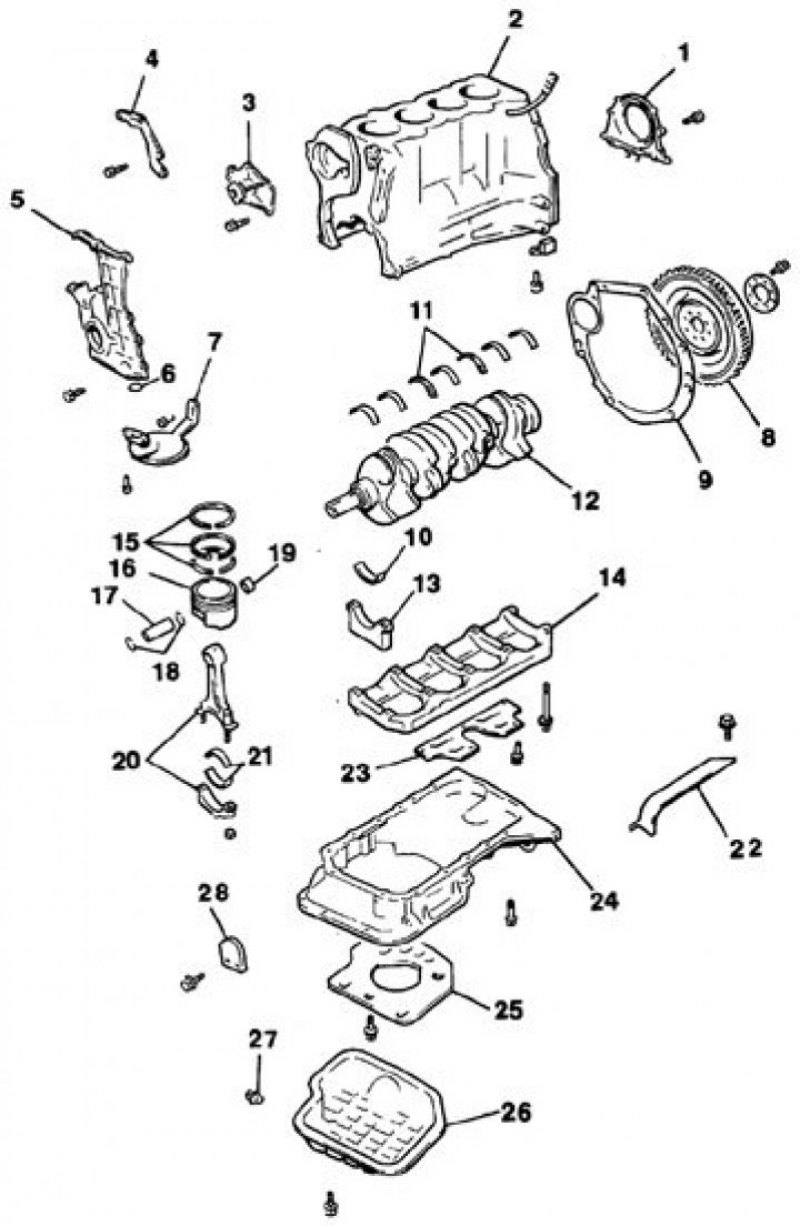 1. Держатель сальника; 2. Блок цилиндров; 3.…